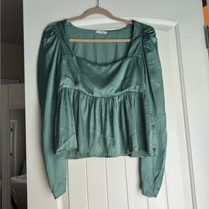 Green satin top